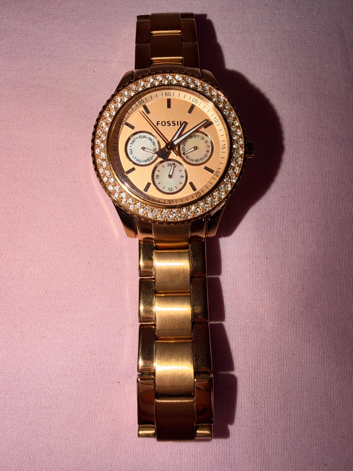 Fossil dameshorloge roze goud Strass Doos + schakels – photo 16
